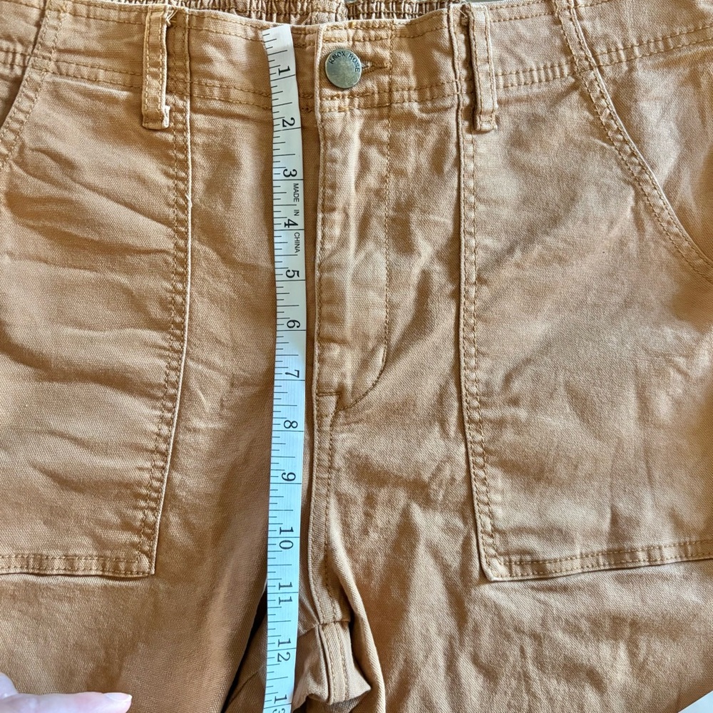Knox Rose Elastic Waist Cargo Style Straight Leg Pants, Tan Medium - Picture 8 of 9